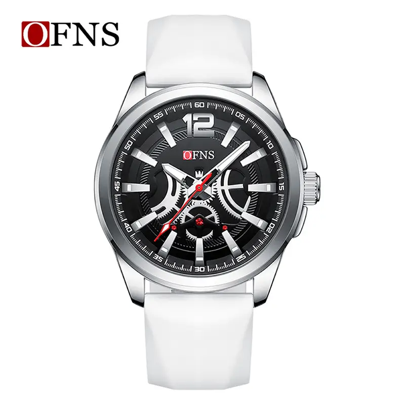 O'Fani Men's Silicone Luminous Quartz Watch White Black Red Green - Image 4