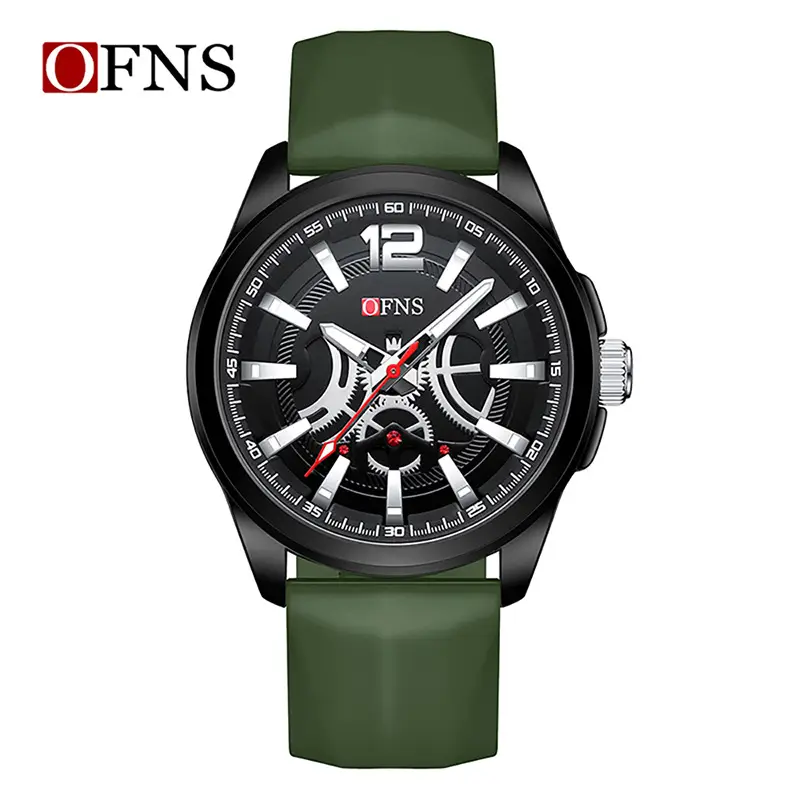 O'Fani Men's Silicone Luminous Quartz Watch White Black Red Green - Image 5