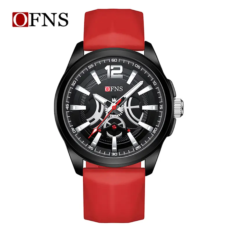 O'Fani Men's Silicone Luminous Quartz Watch White Black Red Green - Image 6