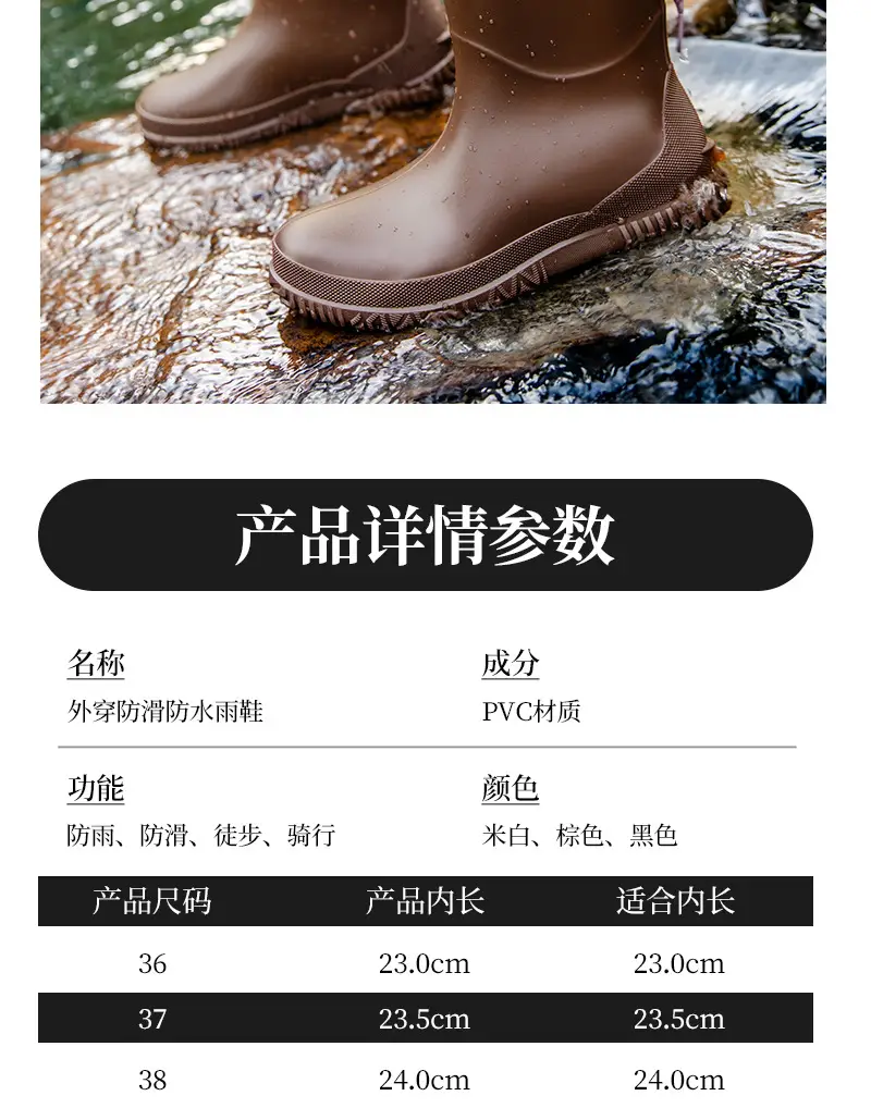 Fashion Mid-high Women's Rain Shoes Rain Boots Waterproof Non-slip Warm Fishing Work Boots Four Seasons Takeaway Rubber Shoes Water Boots — feature 10