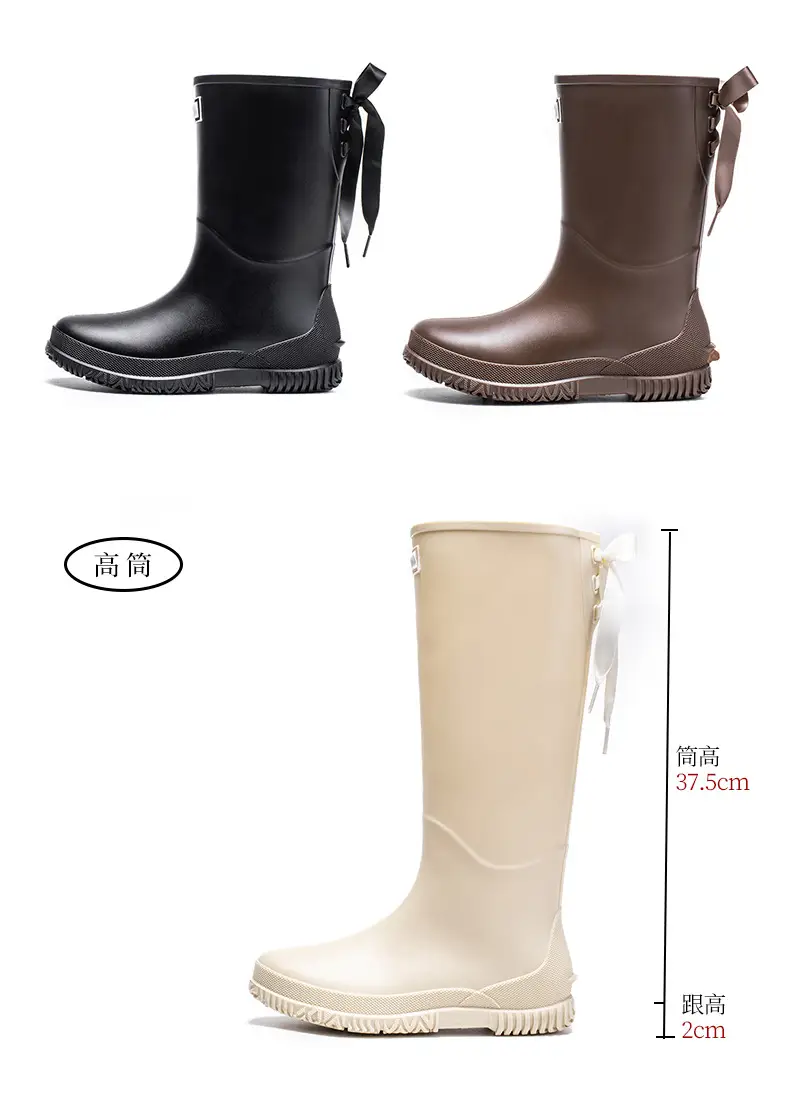 Fashion Mid-high Women's Rain Shoes Rain Boots Waterproof Non-slip Warm Fishing Work Boots Four Seasons Takeaway Rubber Shoes Water Boots — feature 12