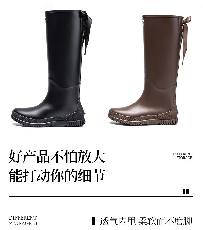 Fashion Mid-high Women's Rain Shoes Rain Boots Waterproof Non-slip Warm Fishing Work Boots Four Seasons Takeaway Rubber Shoes Water Boots — feature 13
