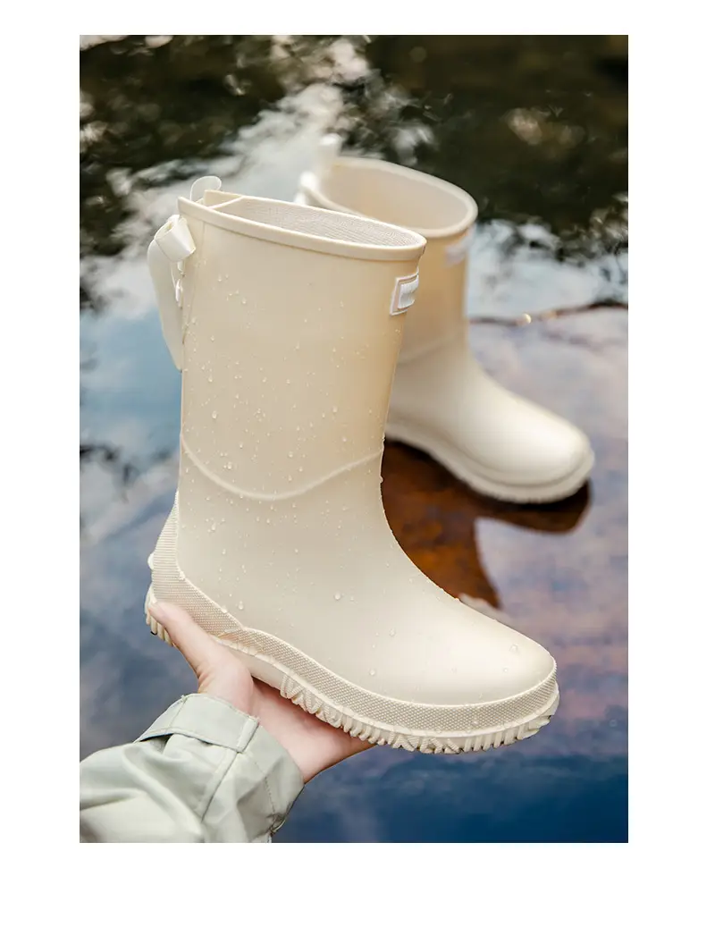 Fashion Mid-high Women's Rain Shoes Rain Boots Waterproof Non-slip Warm Fishing Work Boots Four Seasons Takeaway Rubber Shoes Water Boots — feature 16