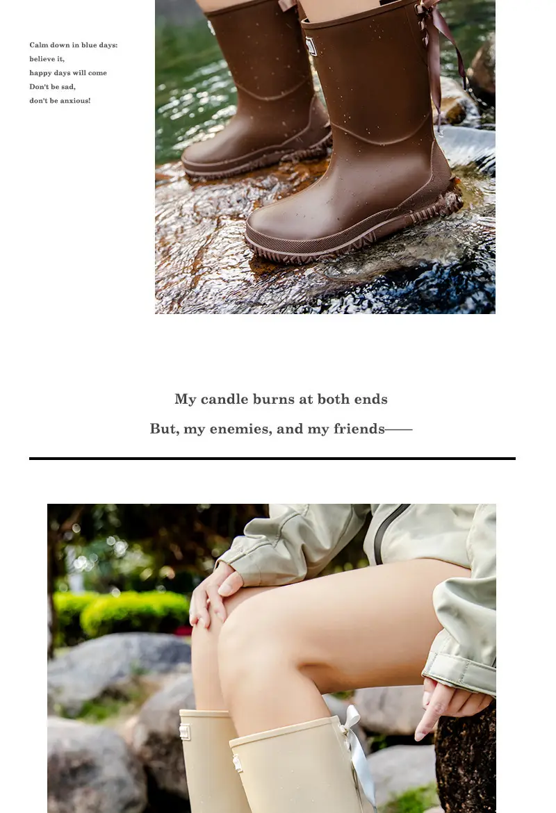 Fashion Mid-high Women's Rain Shoes Rain Boots Waterproof Non-slip Warm Fishing Work Boots Four Seasons Takeaway Rubber Shoes Water Boots — feature 20