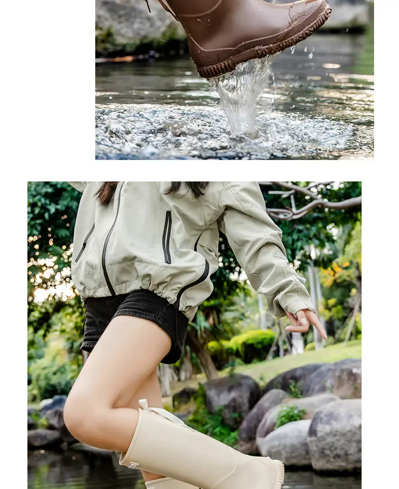 Fashion Mid-high Women's Rain Shoes Rain Boots Waterproof Non-slip Warm Fishing Work Boots Four Seasons Takeaway Rubber Shoes Water Boots — feature 23