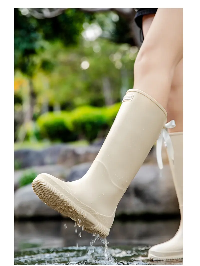 Fashion Mid-high Women's Rain Shoes Rain Boots Waterproof Non-slip Warm Fishing Work Boots Four Seasons Takeaway Rubber Shoes Water Boots — feature 8