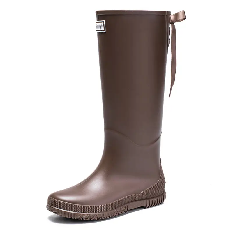 Fashion Mid-high Women's Rain Shoes Rain Boots Waterproof Non-slip Warm Fishing Work Boots Four Seasons Takeaway Rubber Shoes Water Boots - Image 3