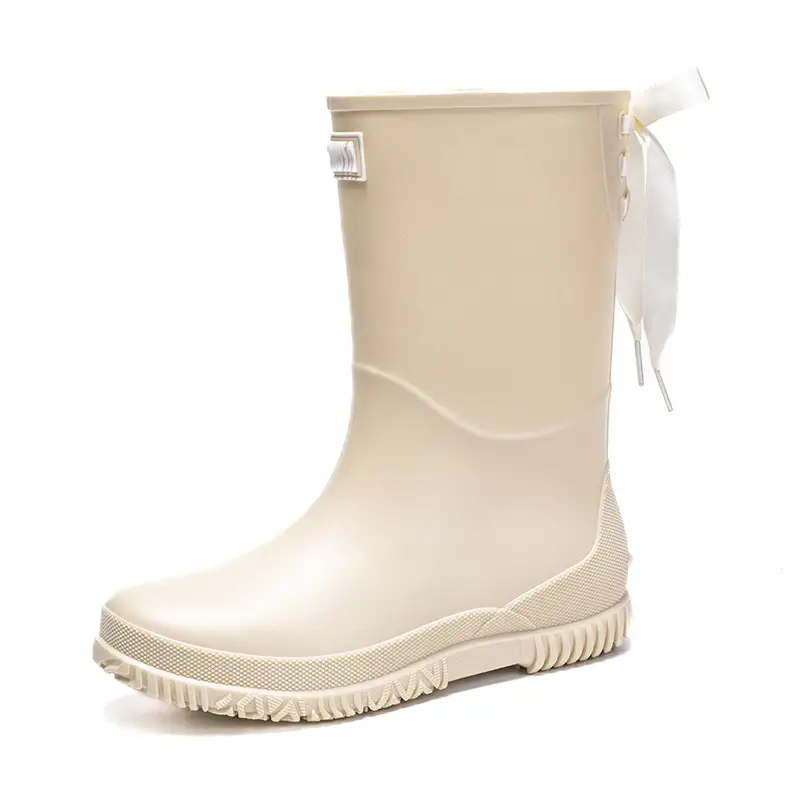 Fashion Mid-high Women's Rain Shoes Rain Boots Waterproof Non-slip Warm Fishing Work Boots Four Seasons Takeaway Rubber Shoes Water Boots - Image 7