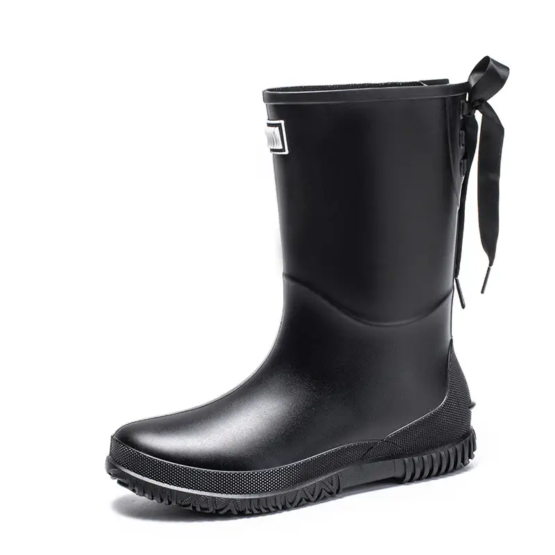 Fashion Mid-high Women's Rain Shoes Rain Boots Waterproof Non-slip Warm Fishing Work Boots Four Seasons Takeaway Rubber Shoes Water Boots - Image 8