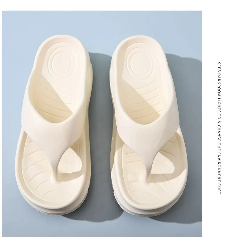 Women's Thick Bottom Flip-Flops All-Match Wear-Resistant Non-Stinky Foot Sandals EVA Home Non-Slip Slip-on Feeling Exterior Wear Beach Slippers — feature 13