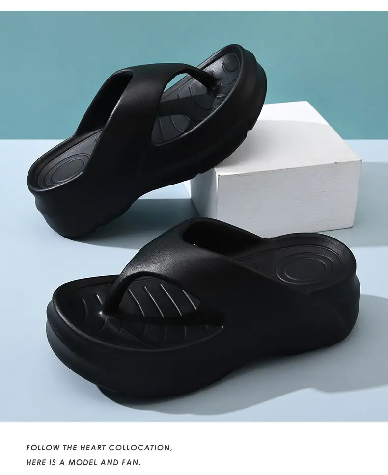 Women's Thick Bottom Flip-Flops All-Match Wear-Resistant Non-Stinky Foot Sandals EVA Home Non-Slip Slip-on Feeling Exterior Wear Beach Slippers — feature 18
