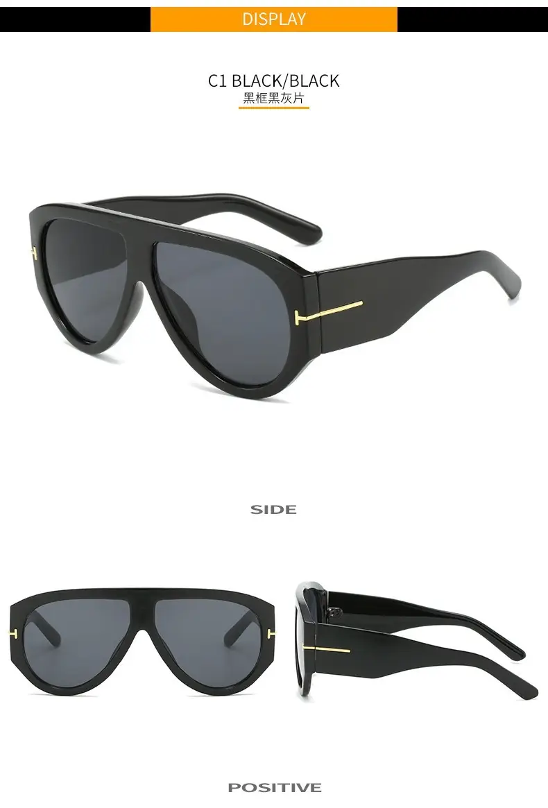 Black Anti-Ultraviolet Big Frame T Sunglasses β feature 10