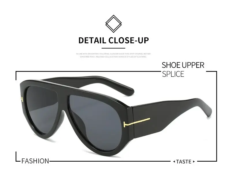 Black Anti-Ultraviolet Big Frame T Sunglasses β feature 8