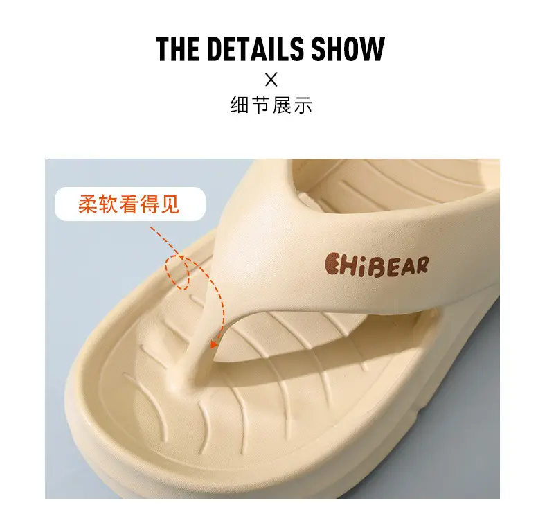 Flip-Flops for Women's Summer Outer Wear, Thick-Soled Non-Slip Wear-Resistant Sandals, Eva Home-Feeling Versatile High-Bottom Slippers — feature 5