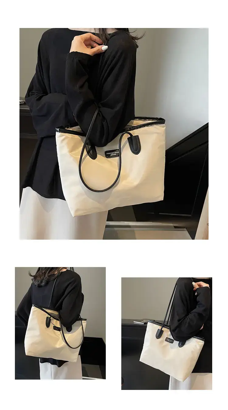 Women's Waterproof Underarm Tote Bag Black Large Capacity — feature 18