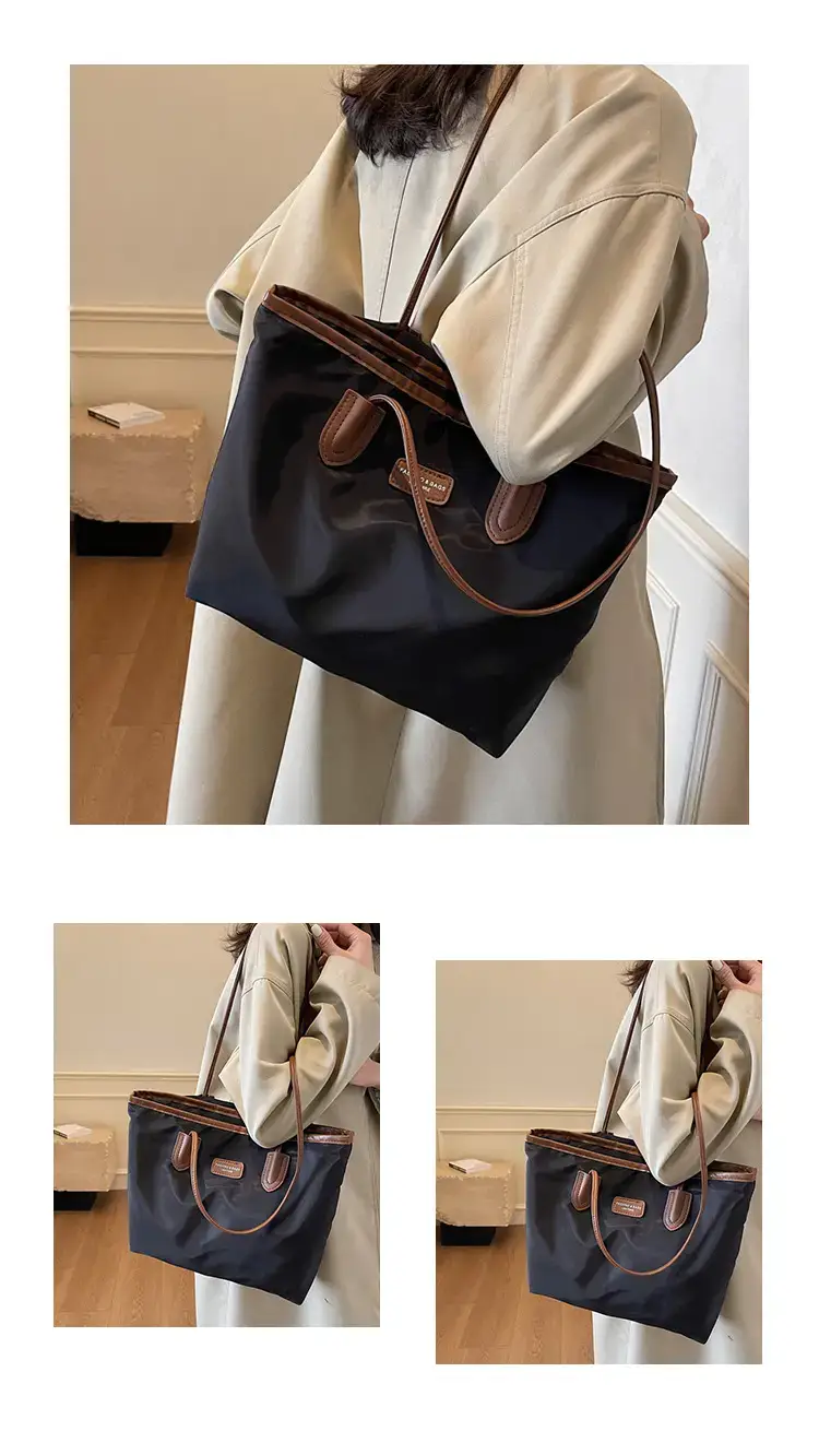 Women's Waterproof Underarm Tote Bag Black Large Capacity — feature 20