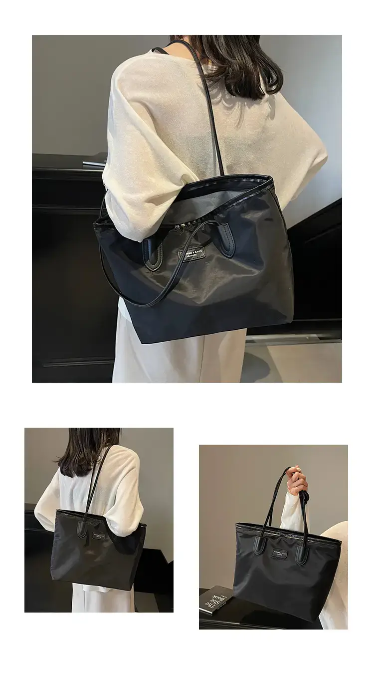 Women's Waterproof Underarm Tote Bag Black Large Capacity — feature 21