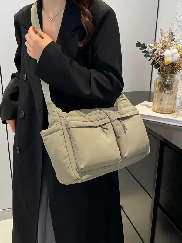 Green Puffer Satchel Shoulder Bag for Women - Image 10