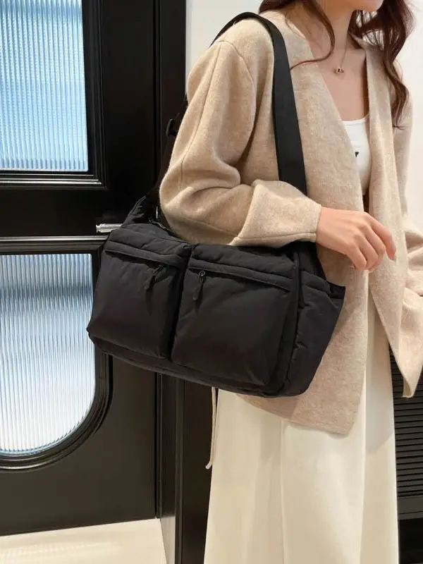 Green Puffer Satchel Shoulder Bag for Women - Image 11
