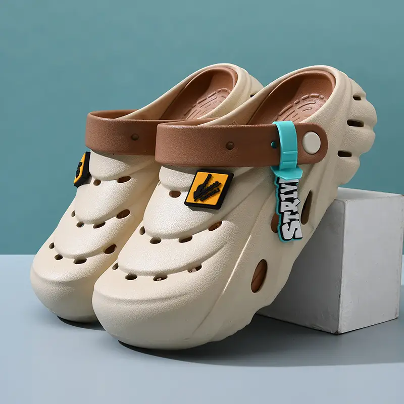 Dung-feeling Hole Shoes Women's Summer Breathable Height-increasing Slippers Non-slip Thick-soled EVA Non-stinky Feet Beach Baotou Slippers - Image 3