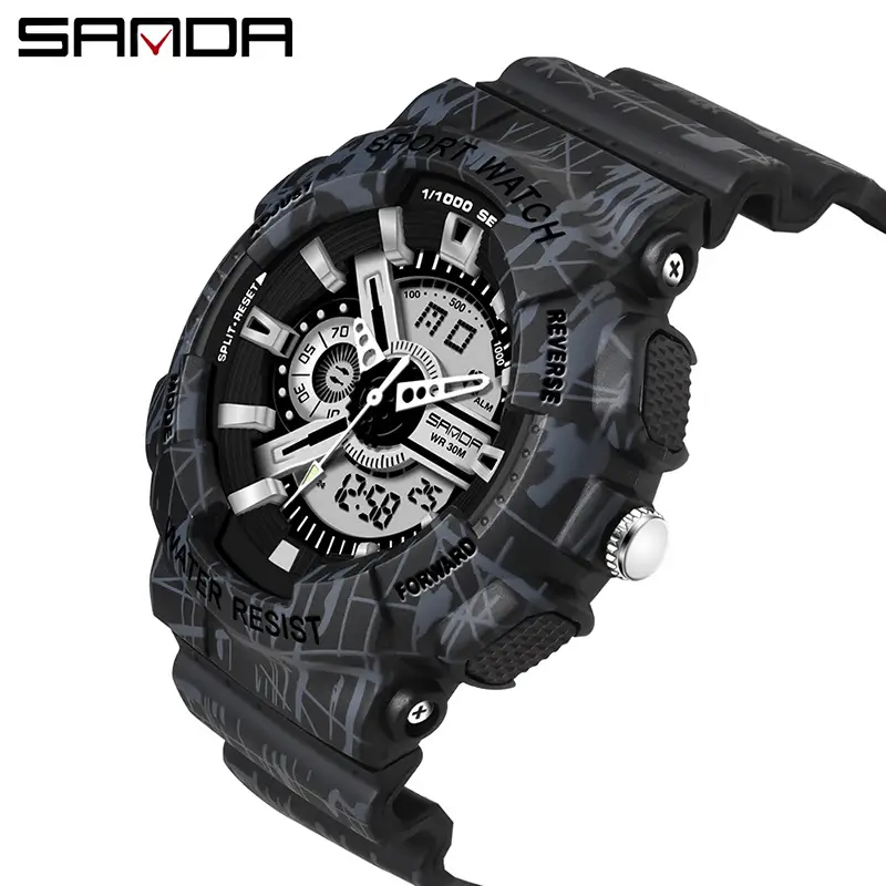 Sanda Multifunctional Sport Watch with Digital Display & Water Resistant