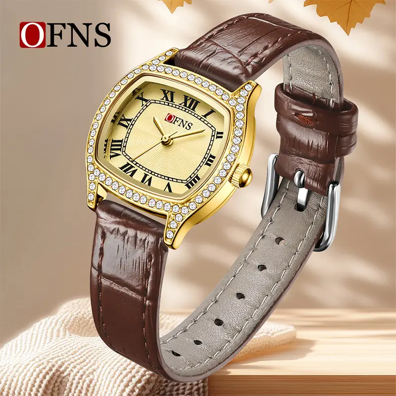 Women's Quartz Watch with Diamonds & Leather Belt - Image 9