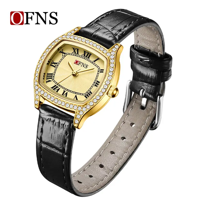 Women's Quartz Watch with Diamonds & Leather Belt - Image 3