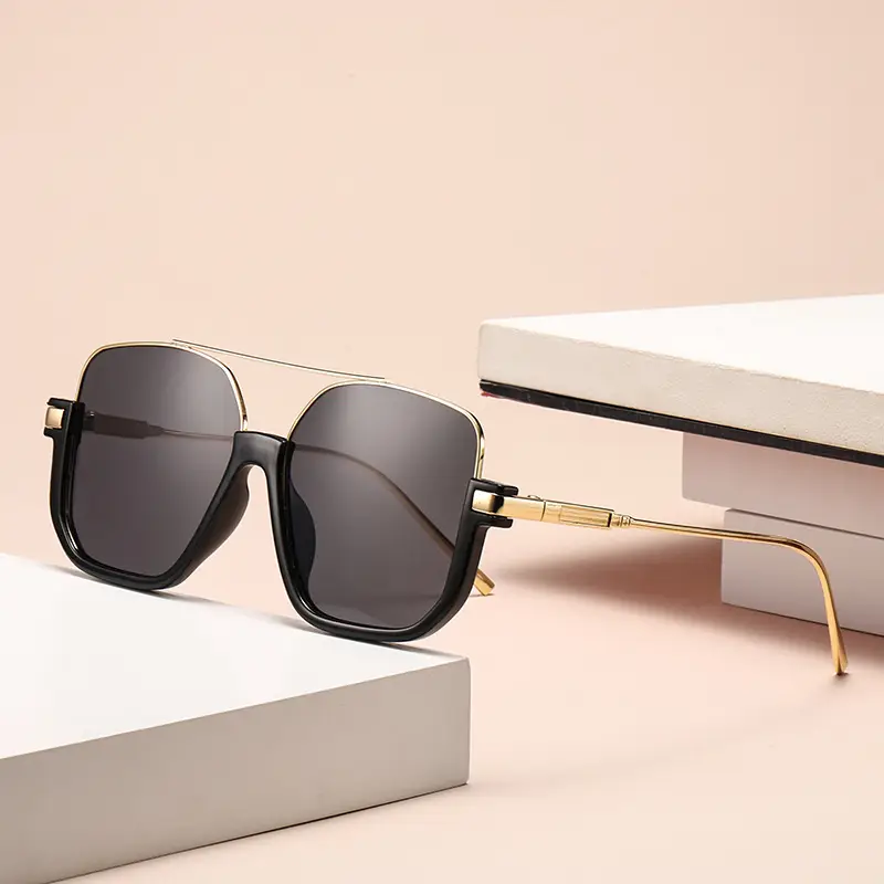 High-Grade Retro Black Double Beam Sunglasses for Men Women