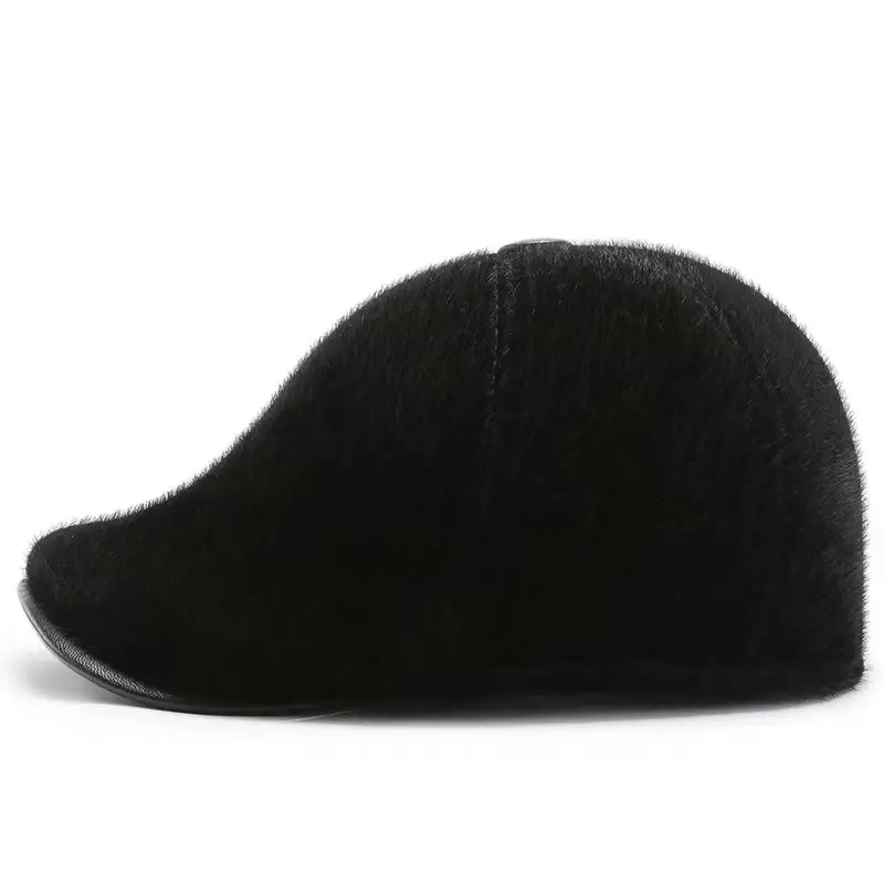 Men's Black Mink Winter Cap with Ear Protection - Image 4