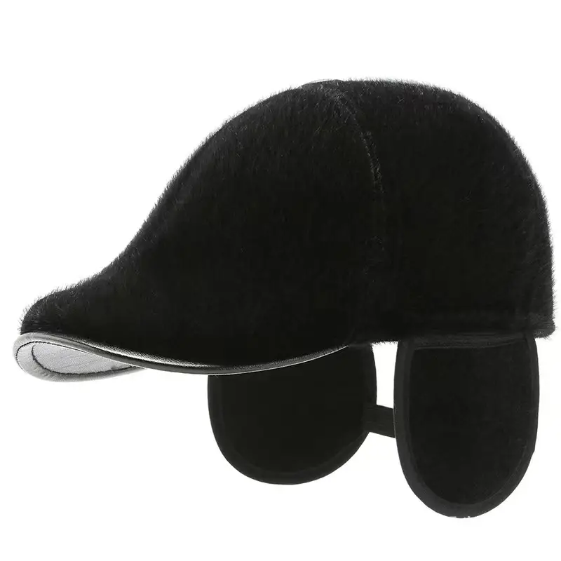 Men's Black Mink Winter Cap with Ear Protection - Image 5