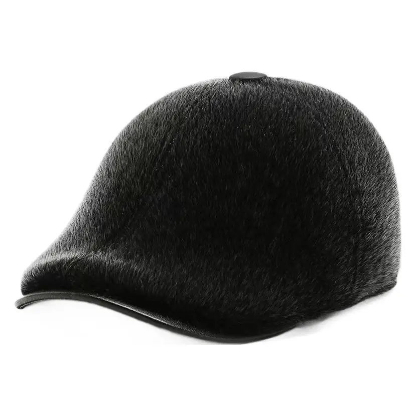 Men's Black Mink Winter Cap with Ear Protection - Image 6