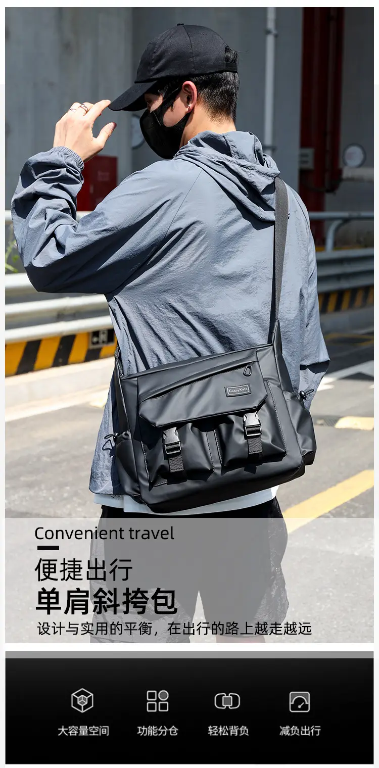 Large Capacity Grey Crossbody Backpack for Business & Travel — feature 3