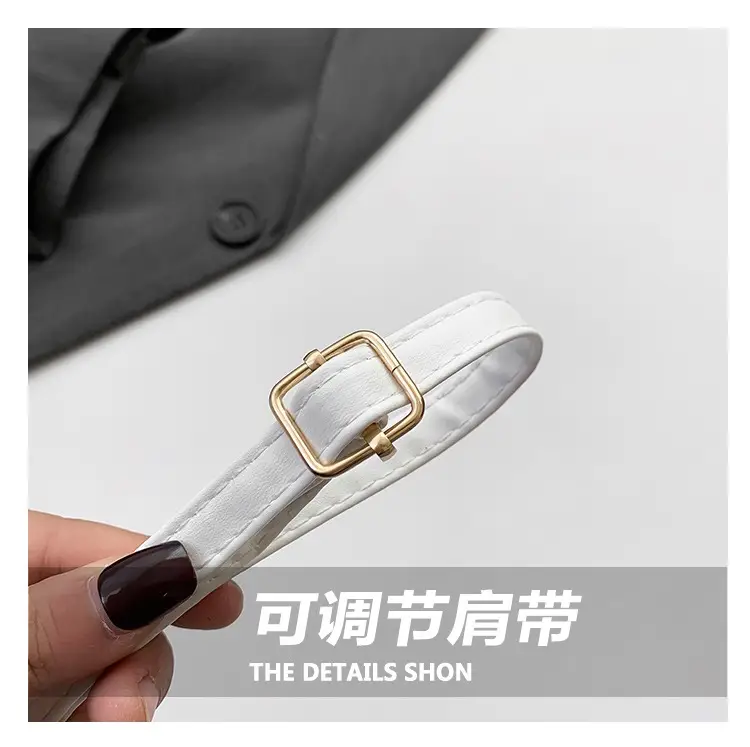 Women's Light Grey Square Shoulder Bag with Gold Clasp — feature 5