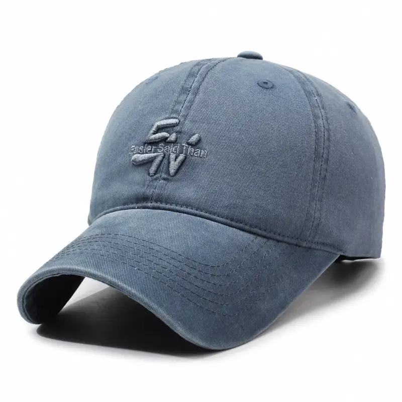 Men's Beige Korean Letter Denim Cap - Image 9