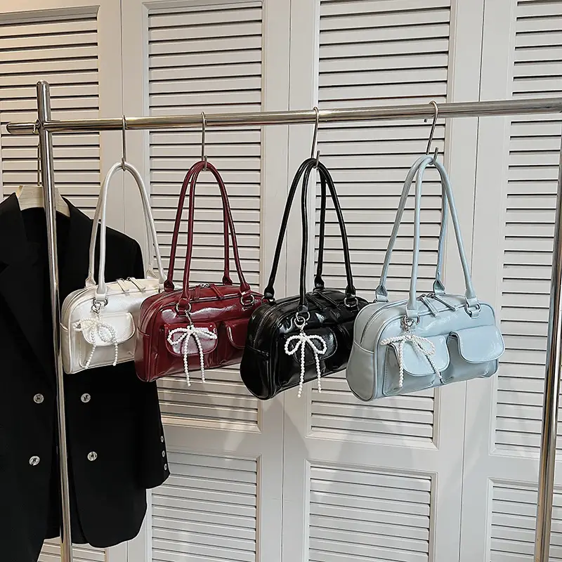 Korean Style Shoulder Bag with Zip Front & Chain Strap - Image 8