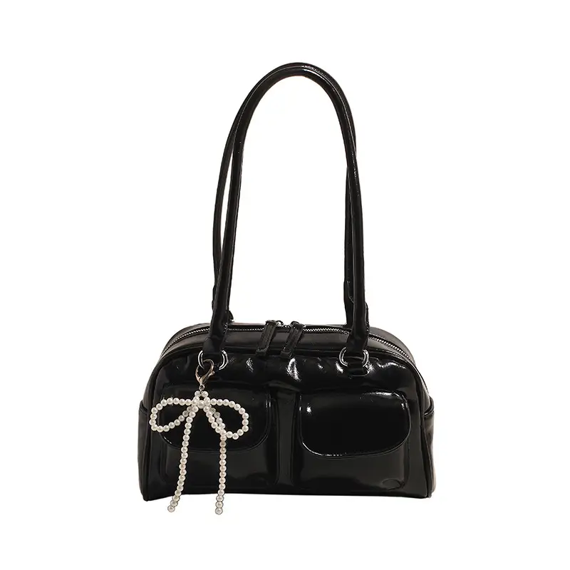 Korean Style Shoulder Bag with Zip Front & Chain Strap - Image 9