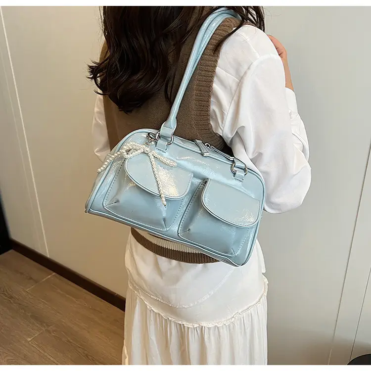 Korean Style Shoulder Bag with Zip Front & Chain Strap — feature 23