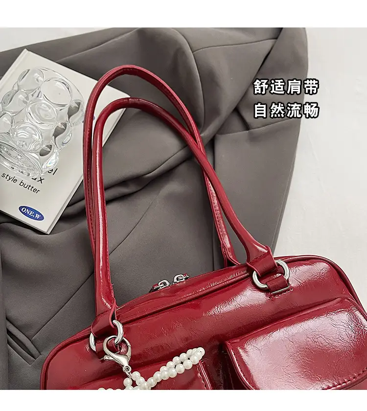 Korean Style Shoulder Bag with Zip Front & Chain Strap — feature 3