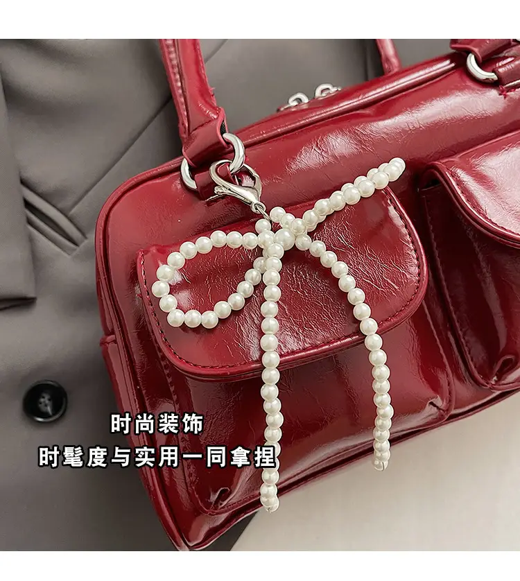 Korean Style Shoulder Bag with Zip Front & Chain Strap — feature 5