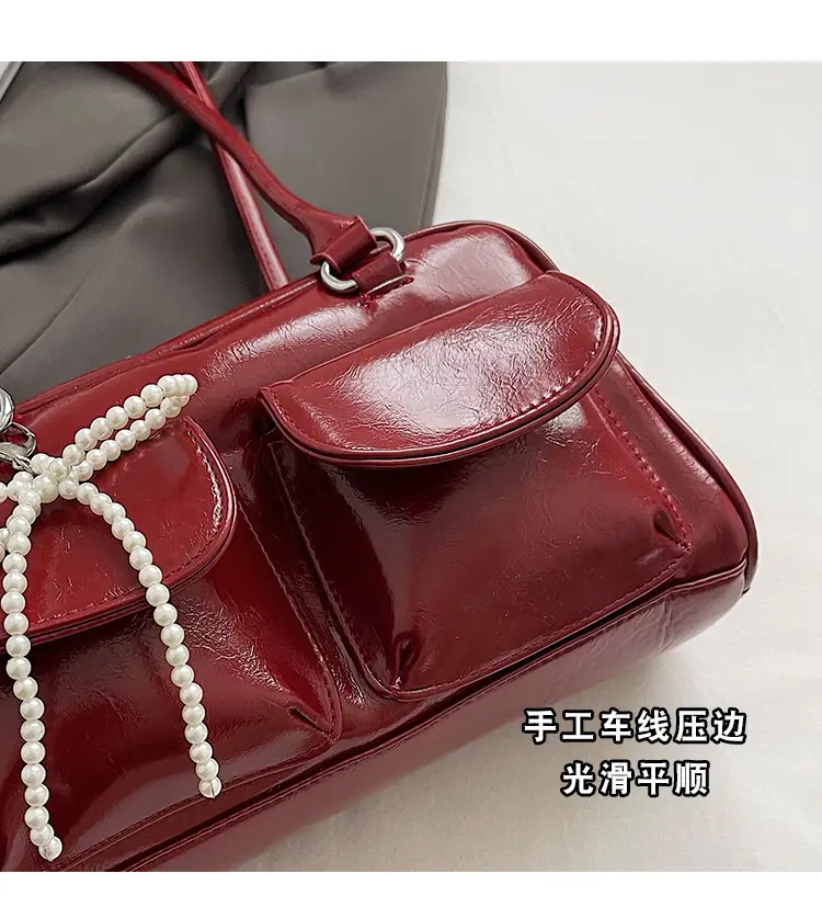 Korean Style Shoulder Bag with Zip Front & Chain Strap — feature 8