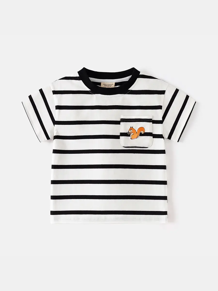 Boys Navy Striped Short Sleeve T-Shirt 2025