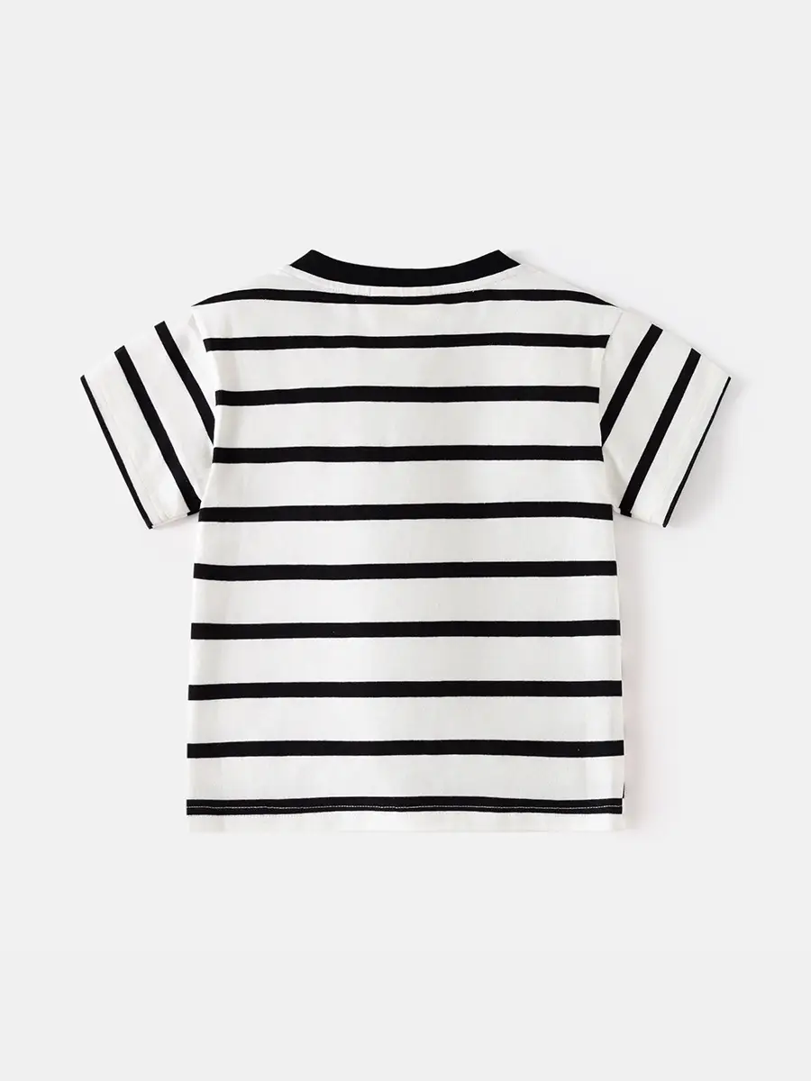 Boys Navy Striped Short Sleeve T-Shirt 2025