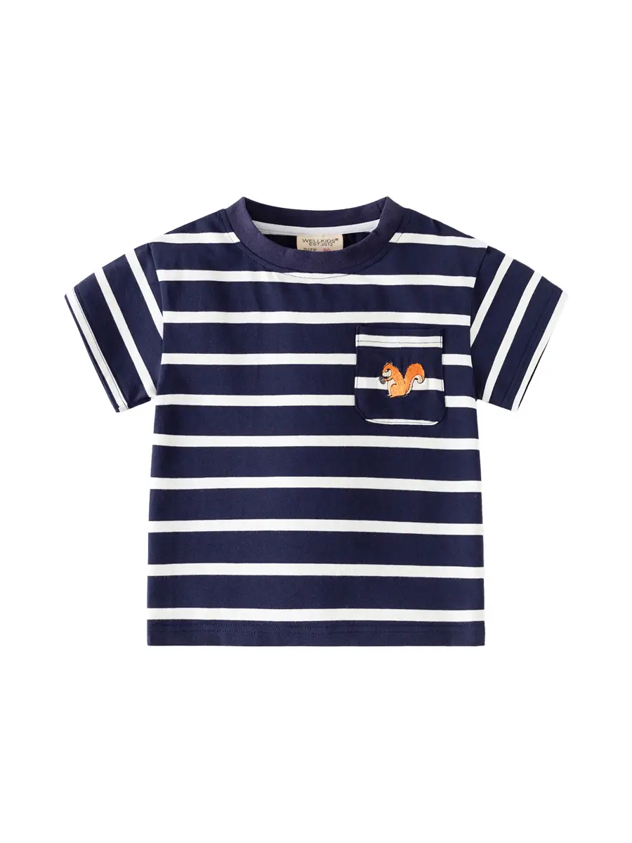 Boys Navy Striped Short Sleeve T-Shirt 2025