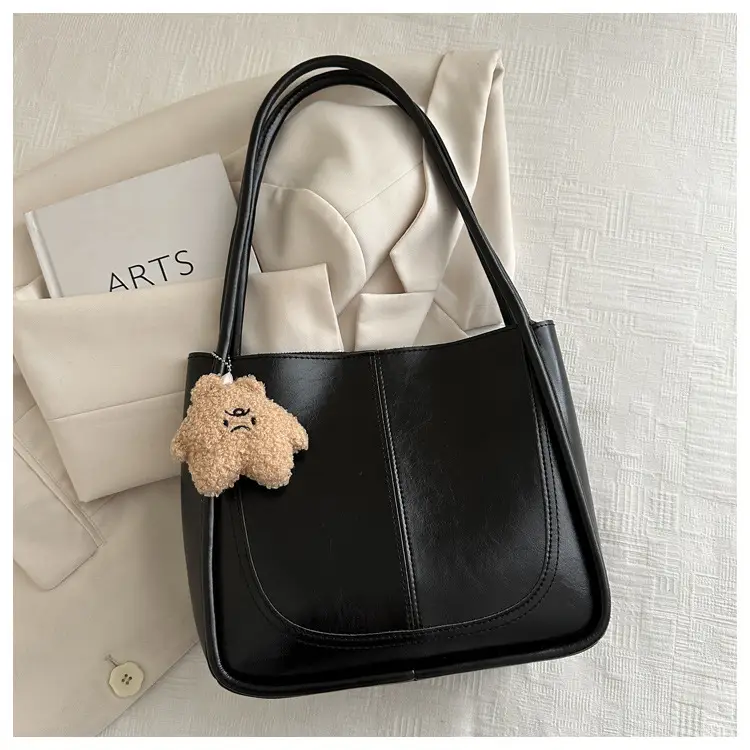 Vintage Maroon Spliced Bucket Bag for Women — feature 19