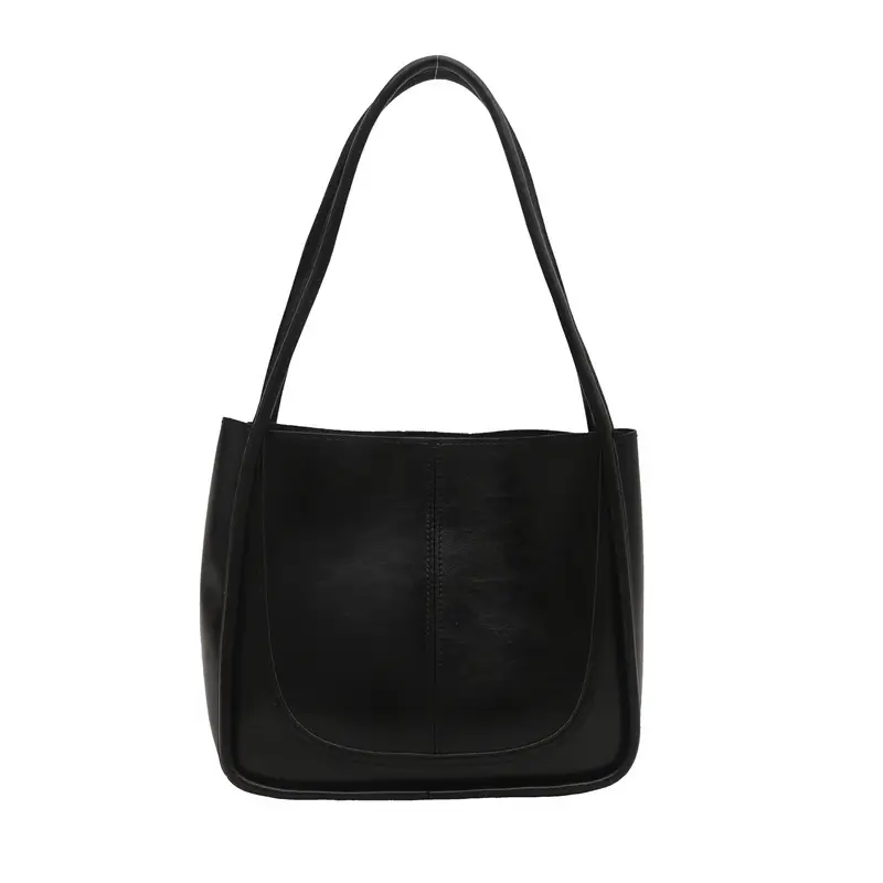 Vintage Maroon Spliced Bucket Bag for Women - Image 5