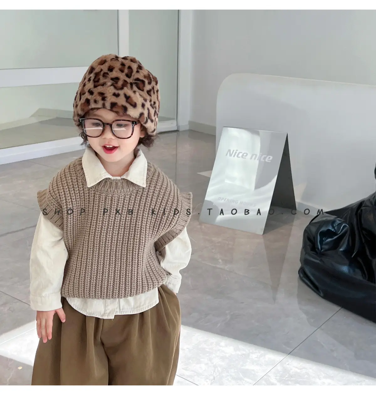 Leopard Print Winter Cap for Boys Girls Warm Plush — feature 10