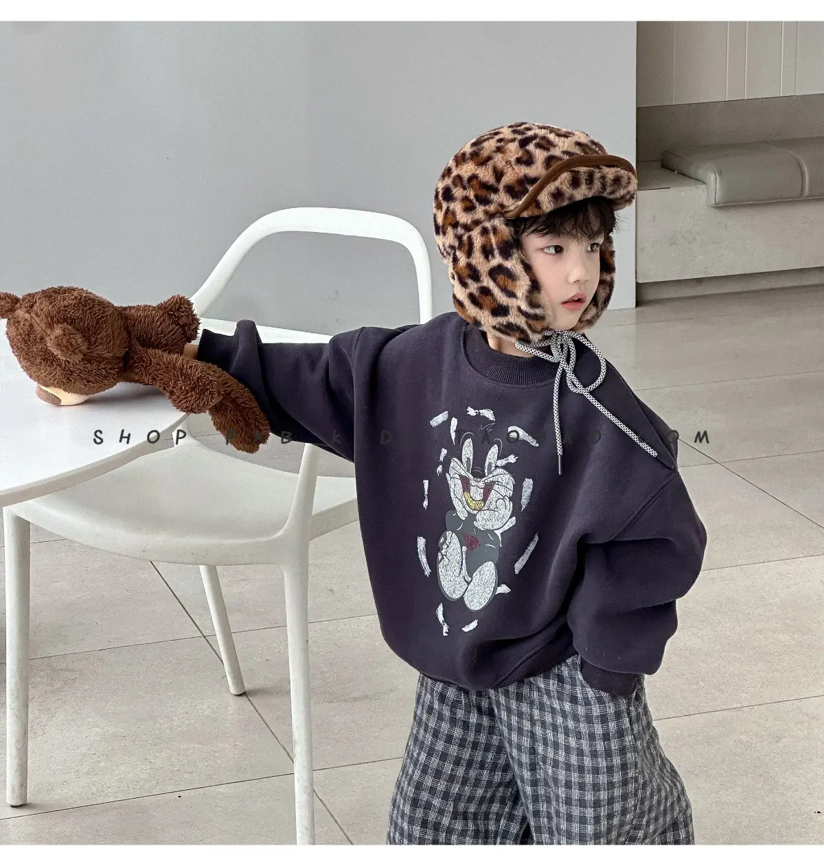 Leopard Print Winter Cap for Boys Girls Warm Plush — feature 16