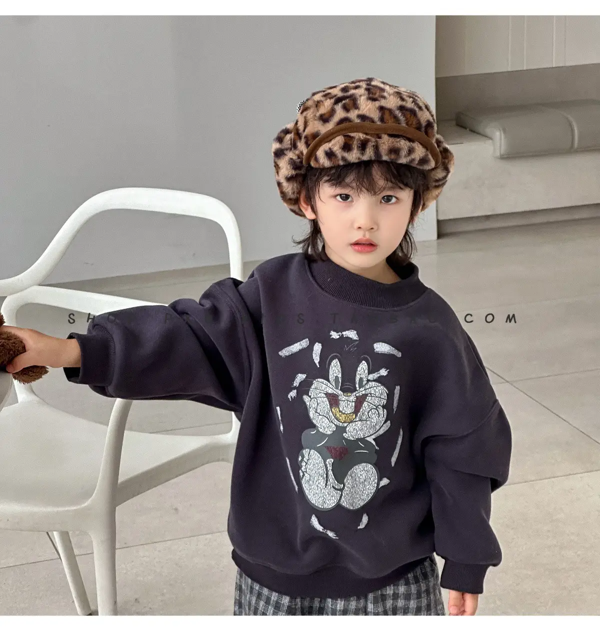 Leopard Print Winter Cap for Boys Girls Warm Plush — feature 19