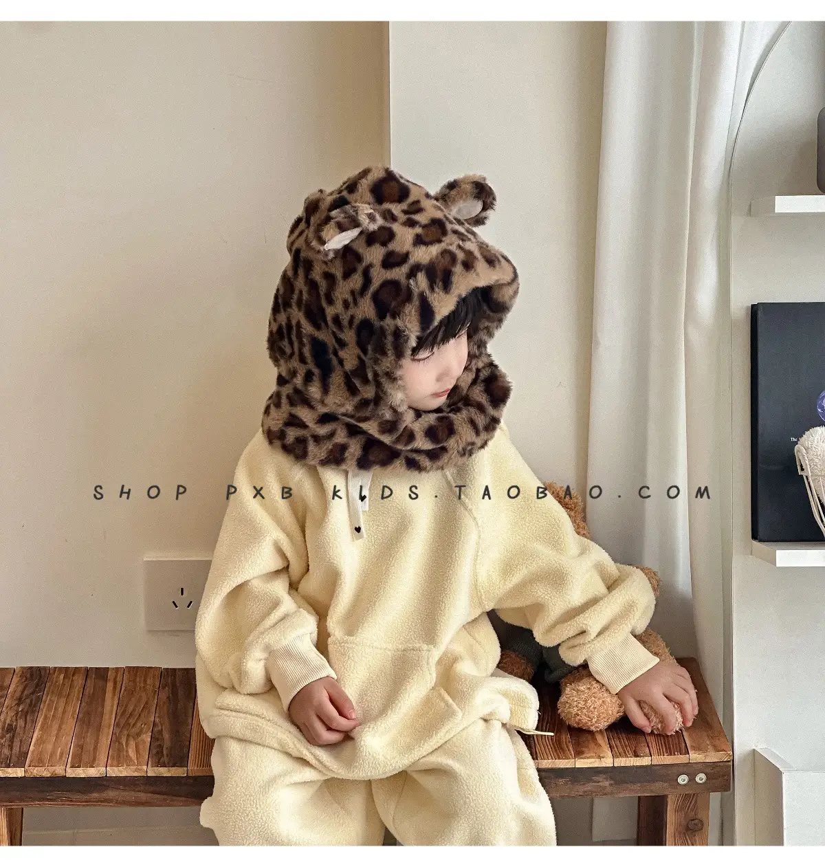 Leopard Print Winter Cap for Boys Girls Warm Plush — feature 42