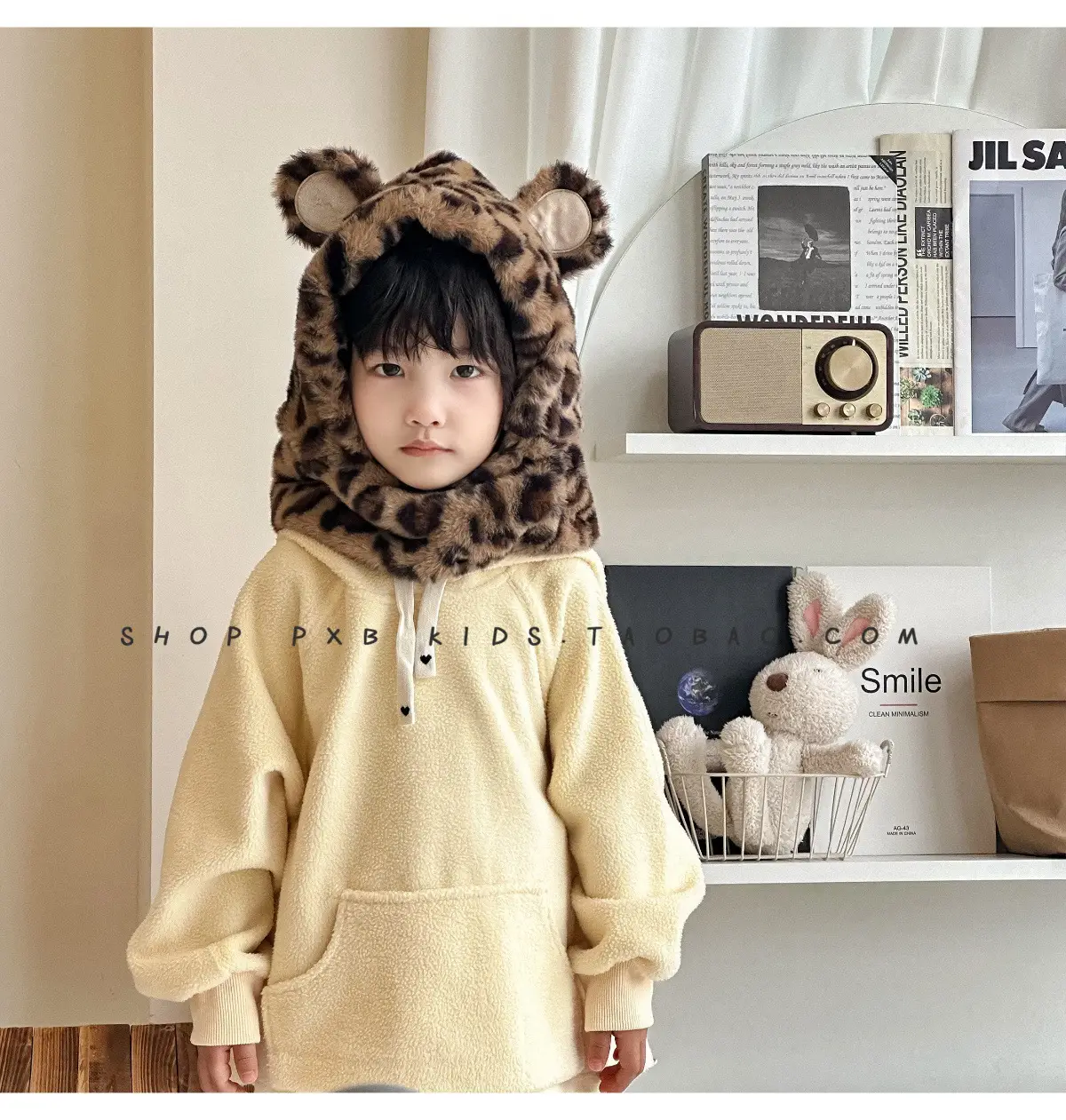 Leopard Print Winter Cap for Boys Girls Warm Plush — feature 43
